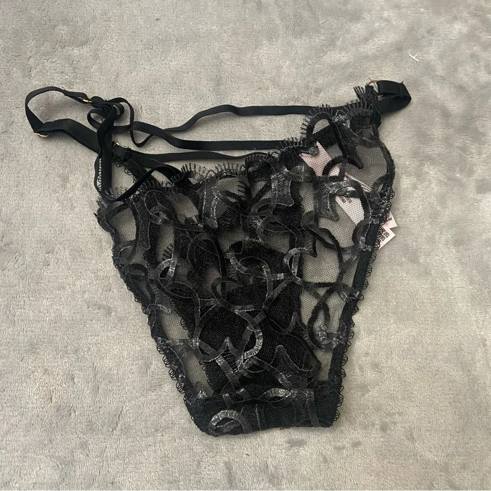 New! SET Victoria’s Secret shimmer heart bra panty black 10284 10409
